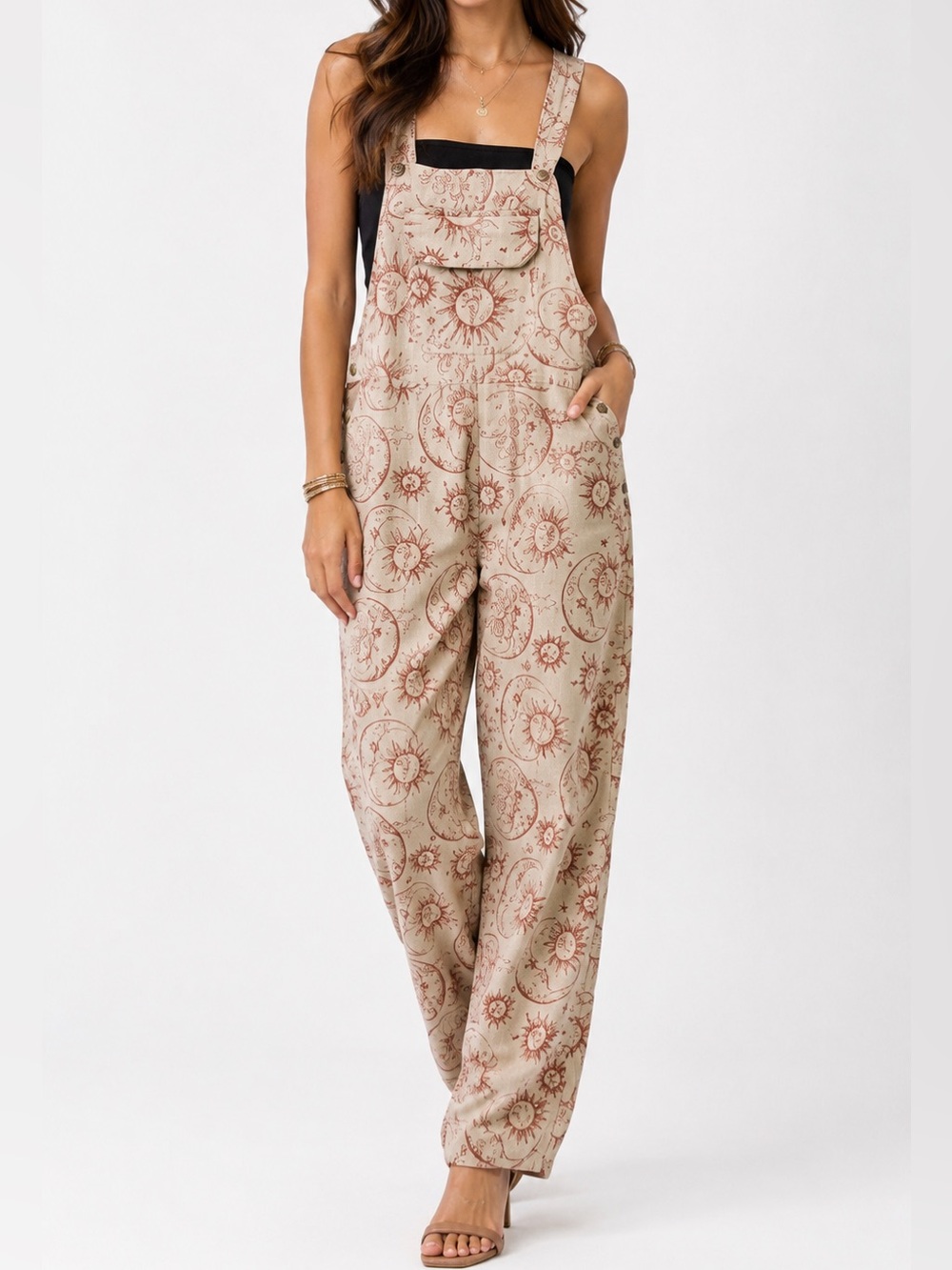 Boho Sun & Moon Beige Print Jumper - Medium